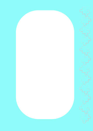 Vertical illustration format A4 - the design of the screen of the phone or tablet for inscriptions and photos, frame with puzzles. Postcard, book cover or notepad, postcard. Minimalism, pasticheのイラスト素材