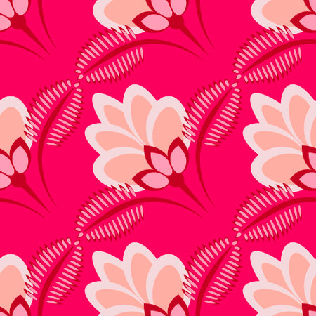 Seamless pattern, endless texture - stylized flowers - graphics. Plants. Design elements - Wallpaper, textiles, packaging, background for sites or mobile appsのイラスト素材
