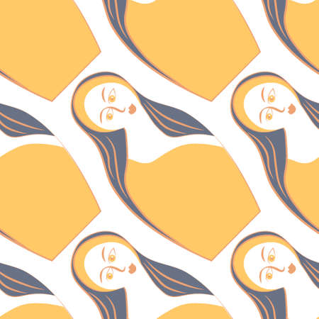 Seamless pattern, endless texture - Illustration on a square background - stylized wooden dolls with a female face, matryoshka - graphics. Toy, woman, tradition. Design elements - Wallpapers, textiles, packaging, background for websites or mobile applicationsのイラスト素材