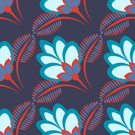 Seamless pattern, endless texture - stylized flowers - graphics. Plants. Design elements -...