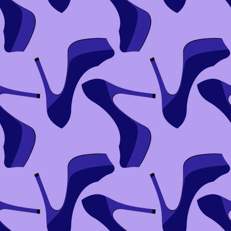 Illustration Seamless pattern on a square background - beautiful shoes on a high platform and thin heels. Design element of books, notebooks, postcards, interior items. Wallpapers, textiles, packaging, background for a website, mobile application or blog. Fashion, style, shoes, clothes, shop, assortmentのイラスト素材