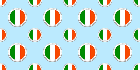 Ireland round flag seamless pattern. Irish background. Vector circle icons. Geometric symbols. Texture for sports pages, competition, games. travelling, design elements. patriotic wallpaperのイラスト素材