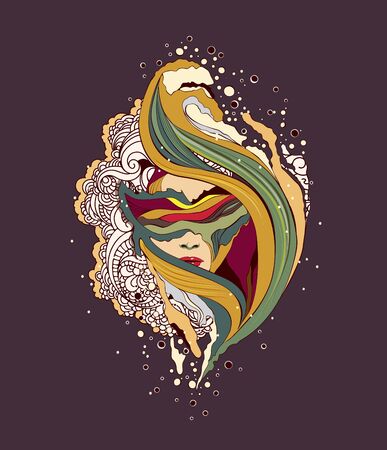 Abstract colorful woman illustrationのイラスト素材