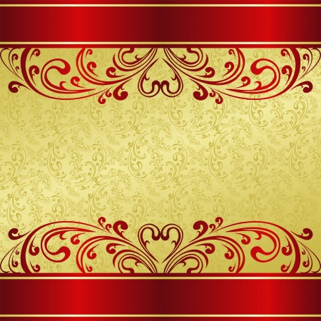 Luxury Background decorated a Vintage ornament: gold and red のイラスト素材