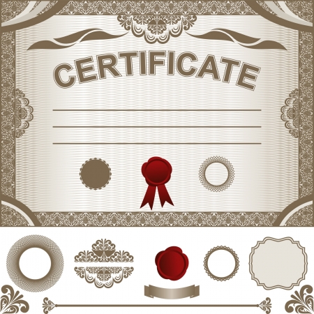 Certificate Template with additional design elements のイラスト素材