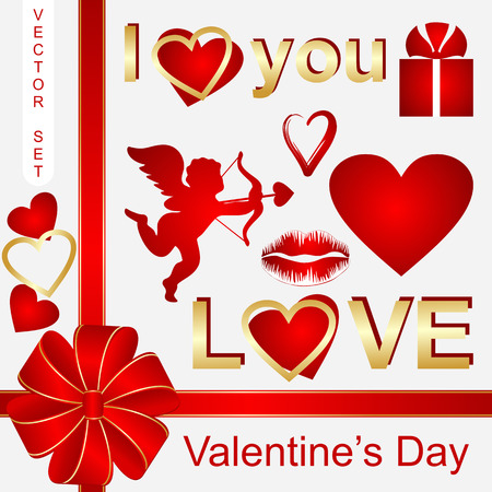 Set with symbols of Valentines Day のイラスト素材