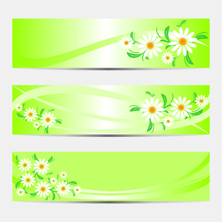 Bright abstract Banners with Camomiles  のイラスト素材