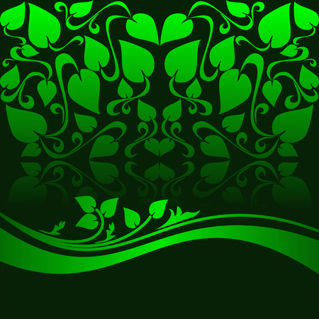 Green ornamental Background decorated the floral Border.のイラスト素材