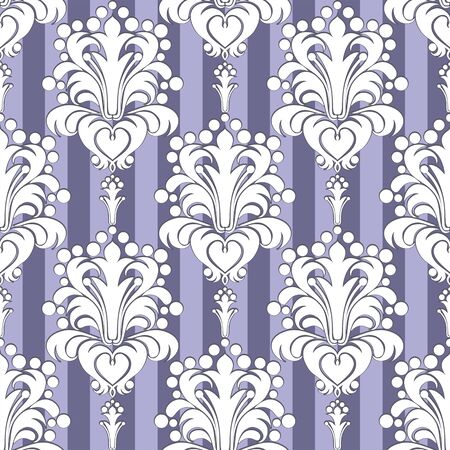 Seamless Wallpaper with floral Ornament on striped Backgroundのイラスト素材
