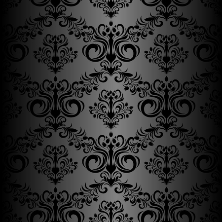 Seamless black floral Wallpaper in retro Styleのイラスト素材