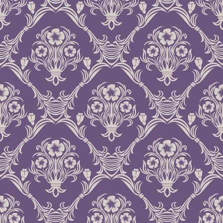 Seamless floral Wallpaper on violetのイラスト素材