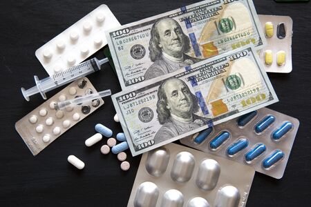 Medical and health costs during coronavirus crisis. Epidemic covid-19 concept in USA and world....