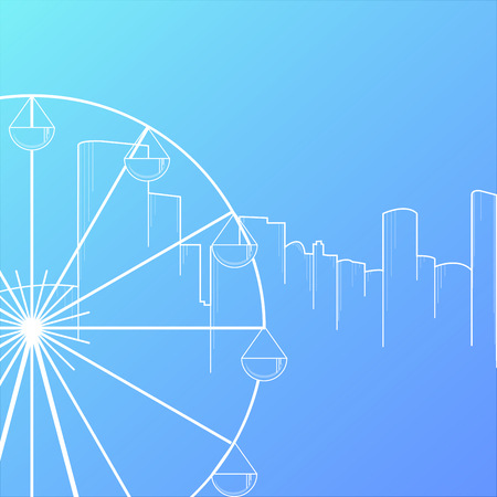 Modern city skyline background flat style vector illustration.のイラスト素材