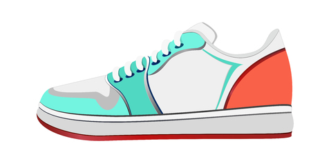 Vector illustration of sport shoe. Bright colorful Sport sneakers symbols in flat style.のイラスト素材