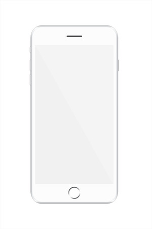 Vector illustration of new version of white modern slim smartphone with blank white screen in realistic style.のイラスト素材