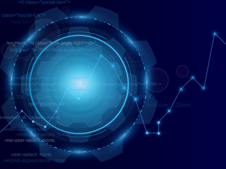 Vector illustration with a deformed circle shape. High technologies concept with place for text, dots on a dark background.のイラスト素材