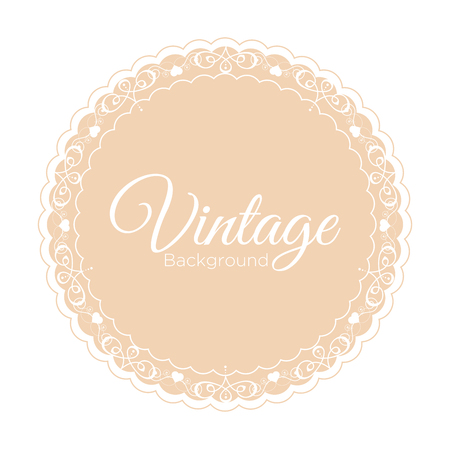 Vector illustration of vintage beige background with ornamental frame template on white background.のイラスト素材