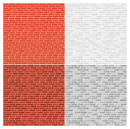Vector illustration set of different color bricks. Bricks texture, vintage retro style seamless pattern of brick wallのイラスト素材