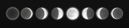 Moon eclipse, different phases astronomy infographic vector illustration. Lunar eclipse full cycle...