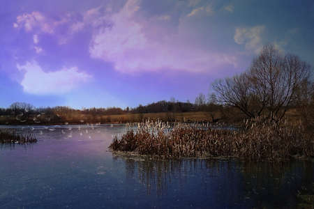 Reflections of the beautiful skyの写真素材