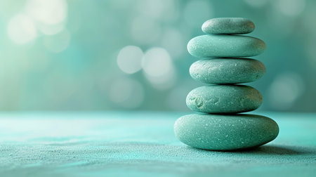 Pebbles balancing, with pastel background. Sea pebble. Colorful pebbles. For banner, wallpaper, meditation, yoga, spa, the concept of harmony, ba lance. Copy space for textの素材