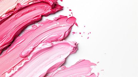 Top-view image featuring isolated pastel lipstick smears on a white background, copy space for textの素材