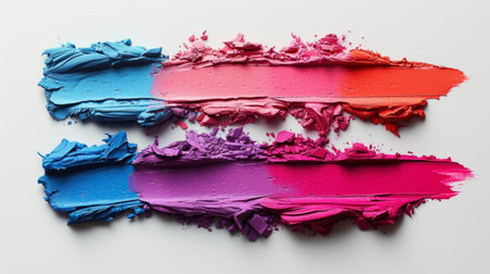 Top-view image featuring isolated pastel lipstick smears on a white background, copy space for textの素材