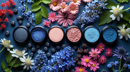 Beauty background featuring an array of facial cosmetic products. Makeup and skincare, concept of beauty and self-care. Wallpaperの素材