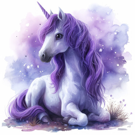 Cartoon magic style, cute pastel watercolor illustration of unicorn background. Cute horseの素材