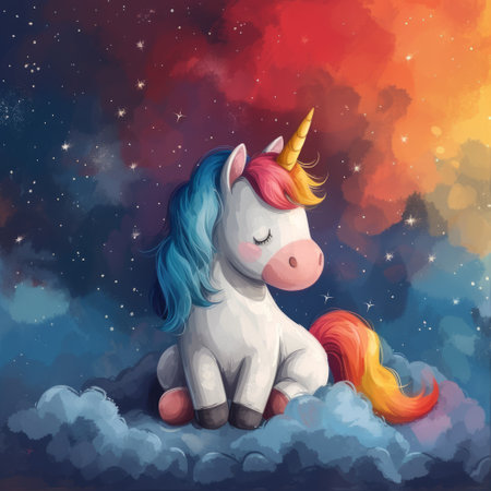 Cartoon magic style, cute pastel watercolor illustration of unicorn background. Cute horseの素材