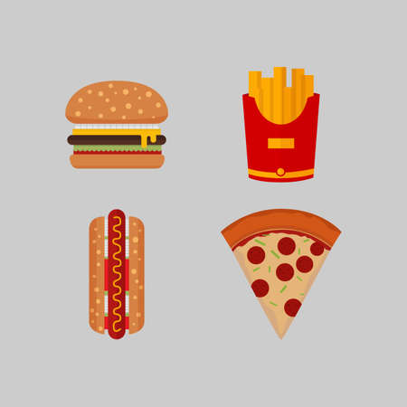 Simple American Fast Food Icon Packのイラスト素材
