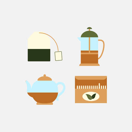 Simple vector tea party icon setのイラスト素材