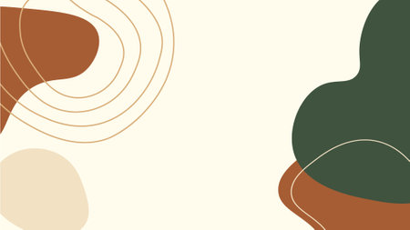 soft pastel brown abstract shapes at creme scene with golden lines backgroundのイラスト素材