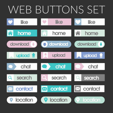 different style in soft colors web button set in vectorのイラスト素材