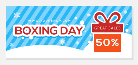 Boxing day sale banner template design, big sale special offer up to 50% off, vector illustrationのイラスト素材