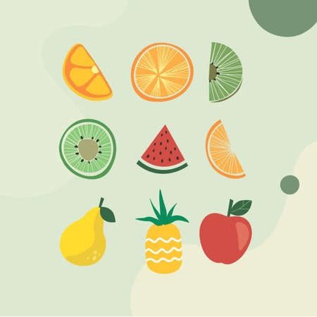Fruit icon set, simple flat design, vector illustration, EPS8