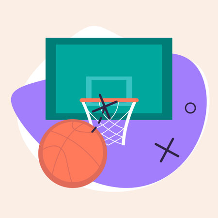 Basketball hoop and ball flat icon, vector illustration of sport gameのイラスト素材