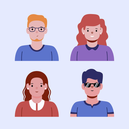 set of young people avatars characters illustration design vector illustrationのイラスト素材