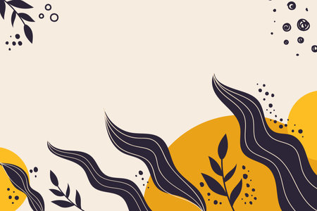 Abstract floral background, hand drawn vector illustration in scandinavian styleのイラスト素材