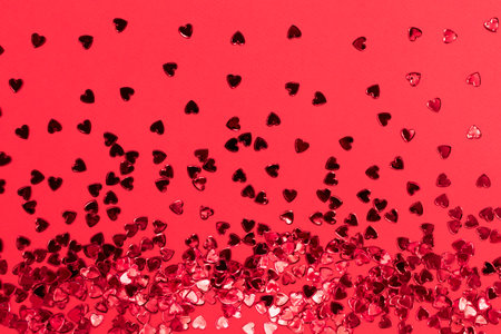 Hearts on a red background. Valentines day concept.