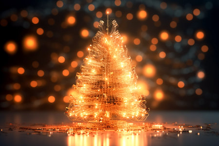 Alternative creative Christmas tree made from wires and garlands. AI generatedの素材
