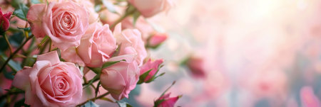Pink delicate colored roses in soft style for backgroundの素材