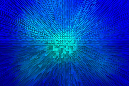 Abstract spiked blue and green geometric pattern with 3D effectsの写真素材