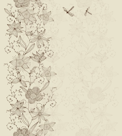 vertical seamless floral patternのイラスト素材
