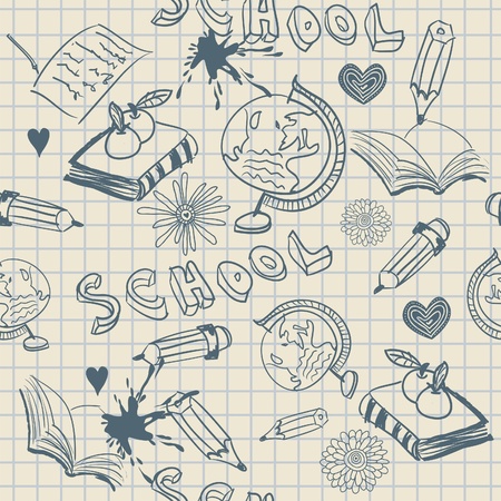 seamless drawing on school notebook のイラスト素材