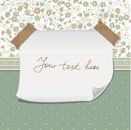 paper banner on floral seamless pattern with transparent tape  のイラスト素材