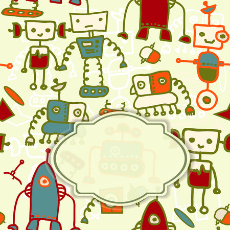 invitation card with colorful robots   eps10のイラスト素材