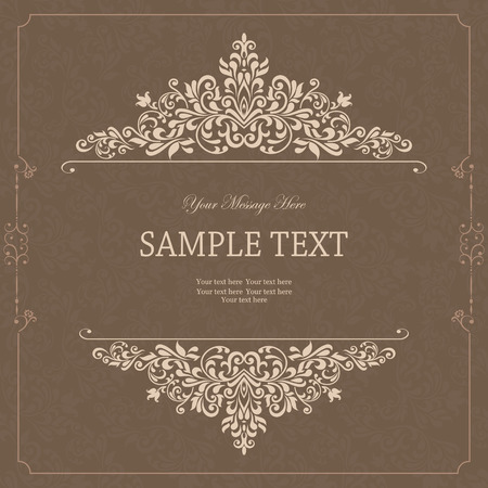 Vintage background, antique greeting card, invitation with victorian ornaments and vintage frame, beautiful, luxury postcardのイラスト素材