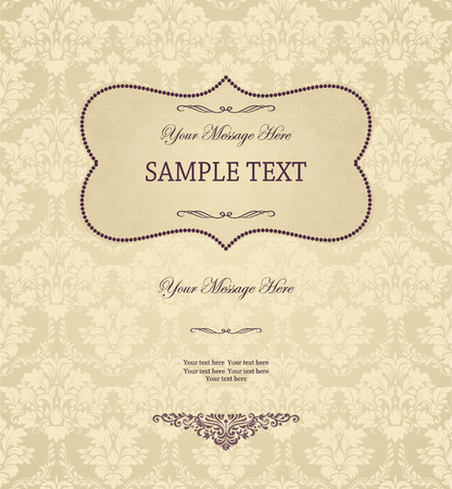 Vintage background, antique greeting card, invitation with victorian ornaments and vintage frame, beautiful, luxury postcardのイラスト素材