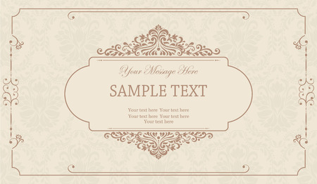 Vintage background, antique greeting card, invitation with victorian ornaments and vintage frame, beautiful, luxury postcardのイラスト素材